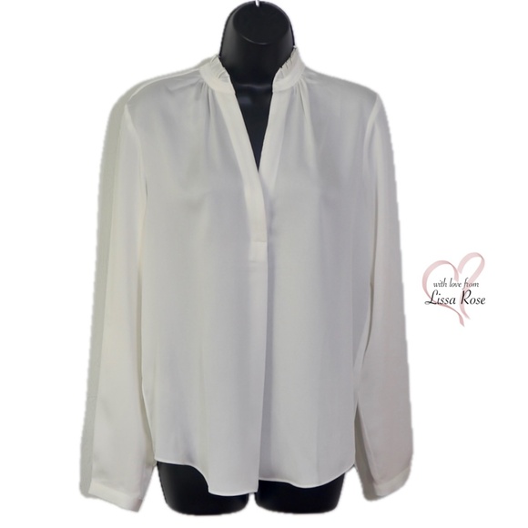 Ruffled Mock-neck V-Neck Blouse (Ann Taylor) - Picture 1 of 5